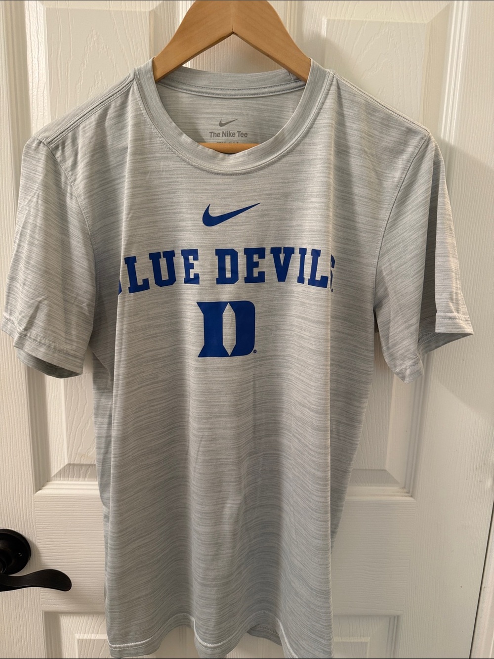 Nike Men’s Light Gray Short Sleeve 'Blue Devils' Tee with Royal Blue Logo